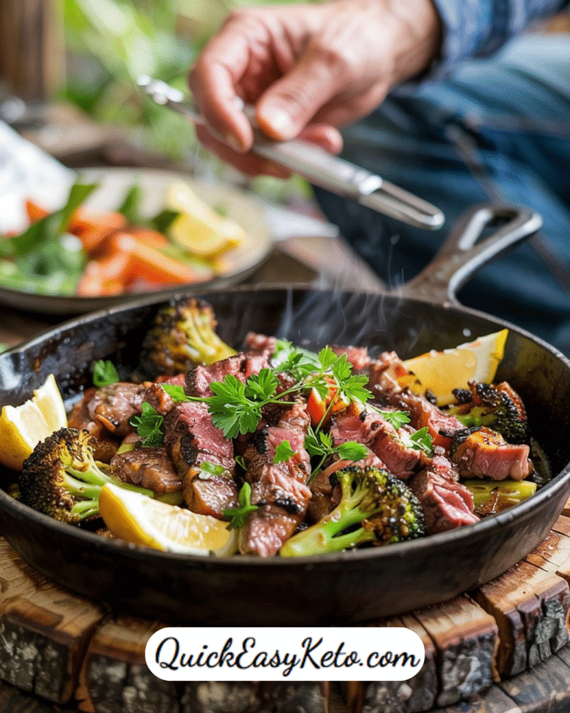 Lemon, Garlic, Broccoli and Steak Skillet